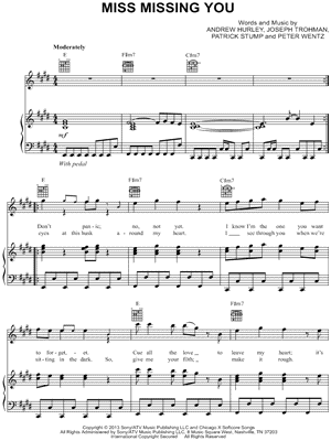 Miss Missing You by Fall Out Boy - Sheet Music
