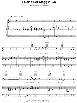 I Can't Let Maggie Go by The Honeybus - Sheet Music