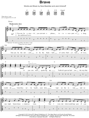 Brave by Sara Bareilles - Sheet Music