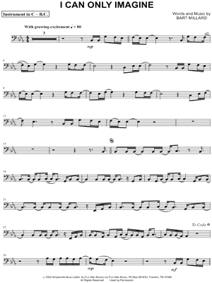 I Can Only Imagine - Bass Clef Instrument