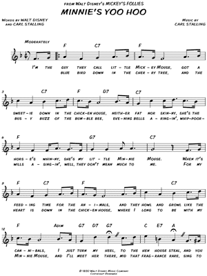 MINNIE'S YOO HOO from Walt Disney's Mickey's Follies - Sheet Music