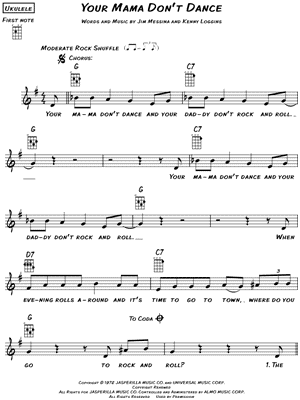 Your Mama Don't Dance by Loggins & Messina - Sheet Music