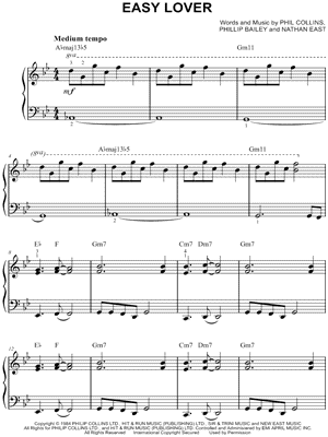 Easy Lover by Philip Bailey and Phil Collins - Sheet Music