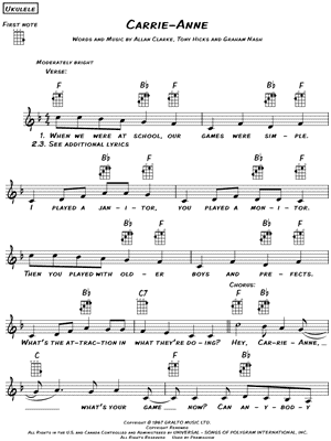 Carrie-Anne by The Hollies - Sheet Music