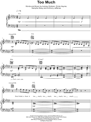 Too Much by Drake - Sheet Music
