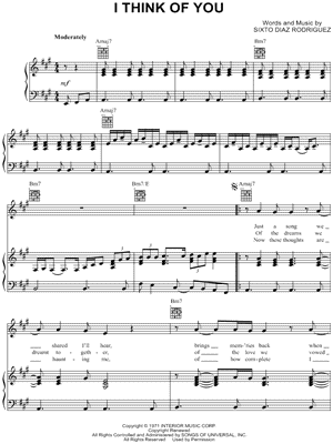 I Think of You by Rodriguez - Sheet Music