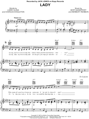 Lady by Jack Jones - Sheet Music