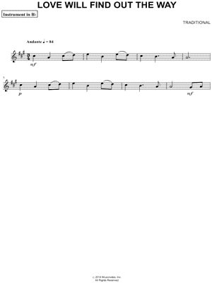 Love Will Find Out the Way - Bb Instrument