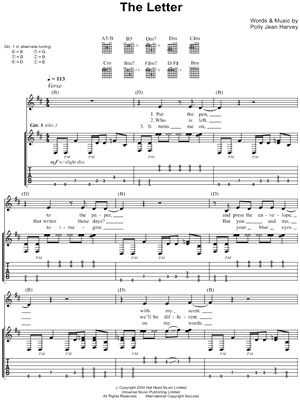The Letter by P J Harvey - Sheet Music
