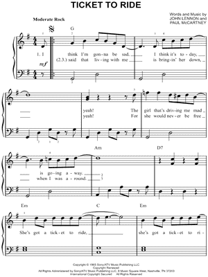 Ticket To Ride by The Beatles - Sheet Music