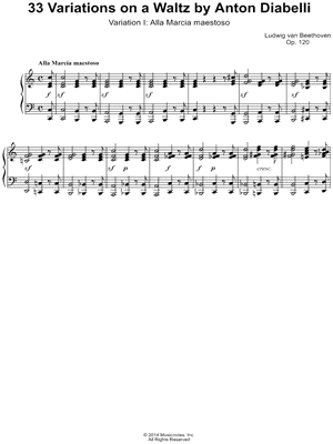 33 Variations on a Waltz By Anton Diabelli, Variation I: Alla Marcia maestoso