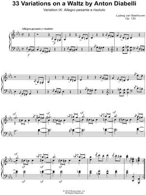 33 Variations on a Waltz By Anton Diabelli, Variation IX: Allegro pesante e risoluto