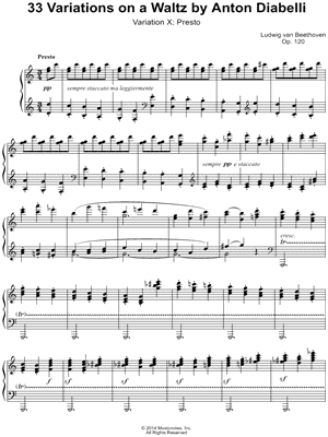 33 Variations on a Waltz By Anton Diabelli, Variation X: Presto