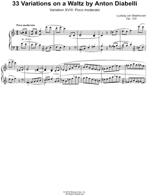 33 Variations on a Waltz By Anton Diabelli: Variation XVIII: Poco moderato