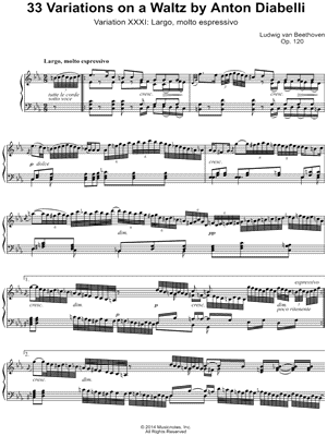 33 Variations on a Waltz By Anton Diabelli, Variation XXXI: Largo, molto espressivo