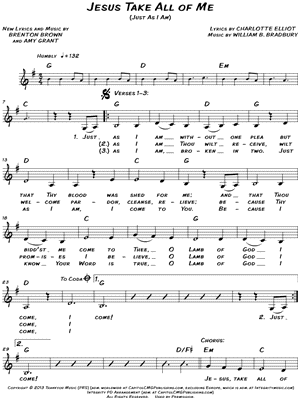 Jesus Take All of Me by Brenton Brown - Sheet Music