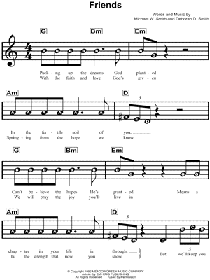 Friends by Michael W. Smith - Sheet Music