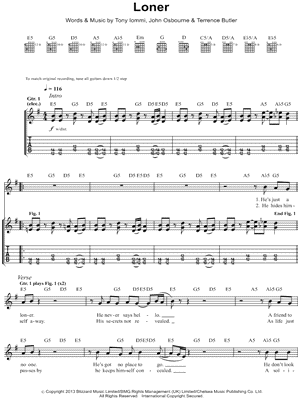 Loner by Black Sabbath - Sheet Music