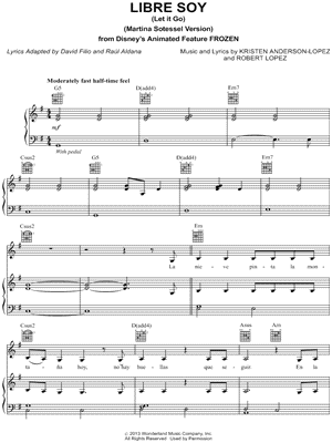 Libre Soy (Let It Go) (Martina Stoessel Version) by Martina Stoessel - Sheet Music