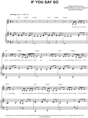 If You Say So by Lea Michele - Sheet Music