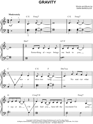 Gravity by Sara Bareilles - Sheet Music