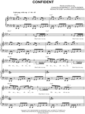 Confident by Justin Bieber - Sheet Music