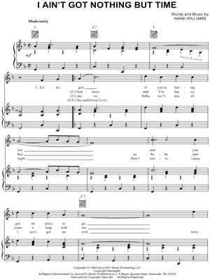 I Ain't Got Nothing But Time by Hank Williams - Sheet Music