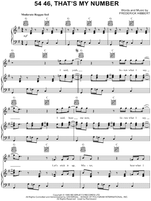 54 46, That's My Number by Sublime - Sheet Music