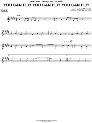 You Can Fly! You Can Fly! You Can Fly! from Walt Disney's Peter Pan - Sheet Music