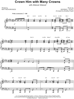 Crown Him With Many Crowns (with Alleluia! Alleluia!) by George Job Elvey - Sheet Music