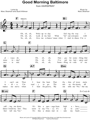 Good Morning Baltimore from Hairspray - Sheet Music