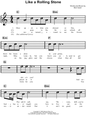 Like A Rolling Stone by Bob Dylan - Sheet Music