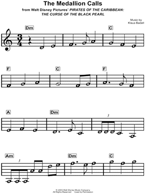 The Medallion Calls from Pirates of the Caribbean: The Curse of the Black Pearl - Sheet Music
