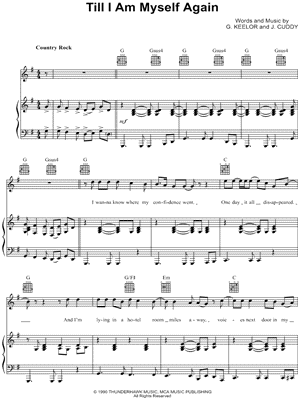 Till I Am Myself Again by Blue Rodeo - Sheet Music