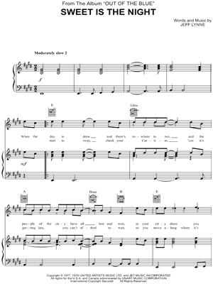 Sweet Is The Night by Electric Light Orchestra - Sheet Music