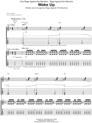 Wake Up by Rage Against the Machine - Sheet Music
