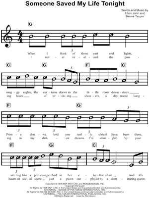 Someone Saved My Life Tonight by Elton John - Sheet Music