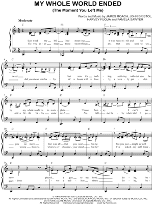 My Whole World Ended (The Moment You Left Me) by David Ruffin - Sheet Music