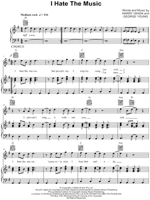 I Hate The Music by John Paul Young - Sheet Music