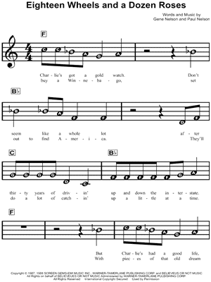 Eighteen Wheels and a Dozen Roses by Kathy Mattea - Sheet Music