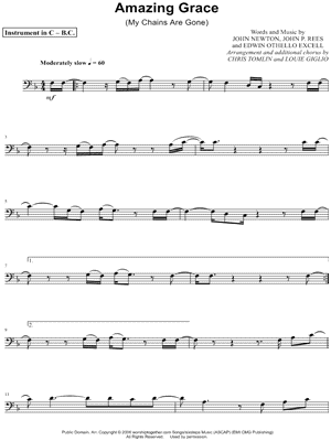 Amazing Grace (My Chains Are Gone) - Bass Clef Instrument