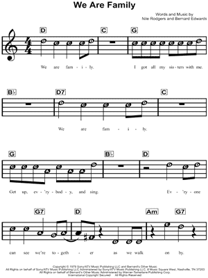 We Are Family by Sister Sledge - Sheet Music