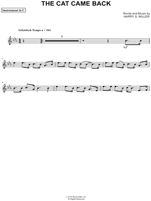 The Cat Came Back - C Instrument