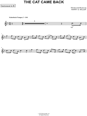 The Cat Came Back - Bb Instrument
