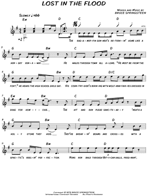 Lost In The Flood by Bruce Springsteen - Sheet Music