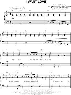 I Want Love by Elton John - Sheet Music