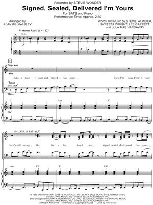 Signed, Sealed, Delivered I'm Yours