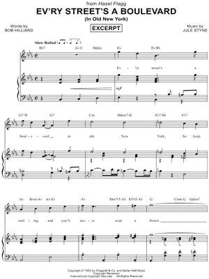 Ev'ry Street's A Boulevard from Hazel Flagg - Sheet Music