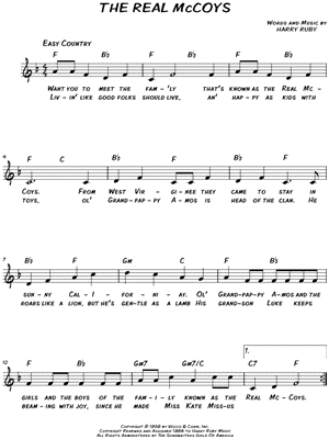 THE REAL McCOYS from The Real McCoys - Sheet Music