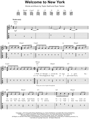 Welcome to New York by Taylor Swift - Sheet Music